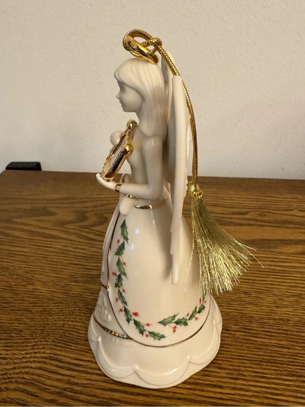 Lenox Holiday Porcelain Angel Bell Ornament with Gold Harp EUC No Box